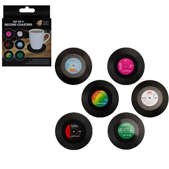 Record Coasters - Man Cave Set of 6 Record Coasters