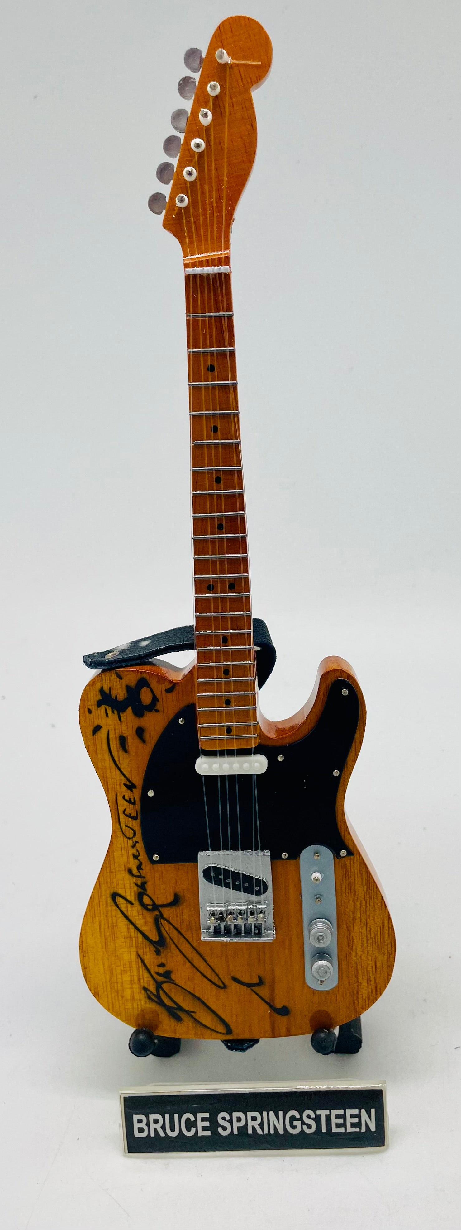 Bruce Springsteen Wood Signed Miniature Guitar