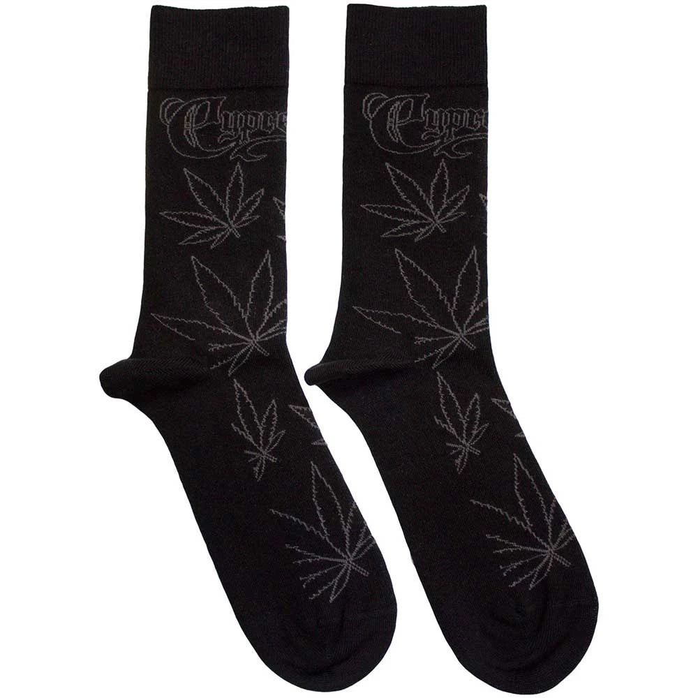 Cypress Hill Unisex Ankle Socks: Leaf Pattern (Black)