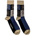 Queen Unisex Ankle Socks: Crest Blocks (Navy Blue) (UK Size 7-11)