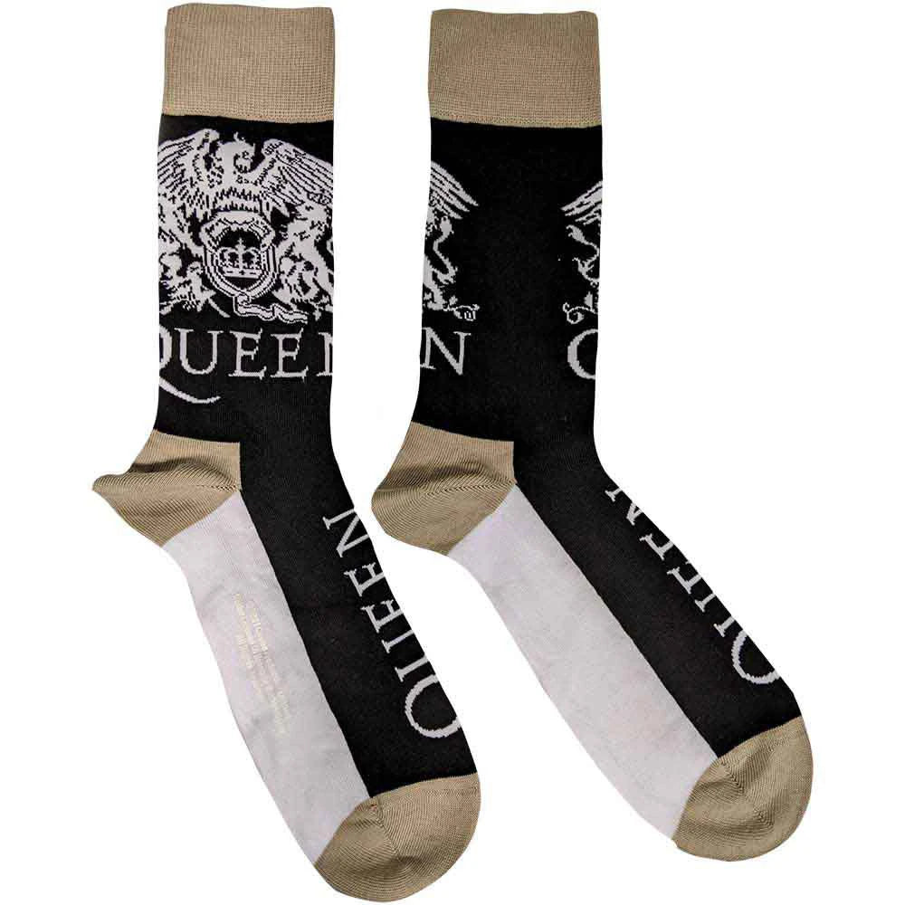 Queen Unisex Ankle Socks: Crest & Logo (Black) (UK Size 7- 11)
