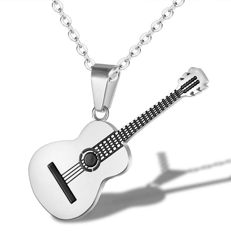 Silver Acoustic Guitar Pendant