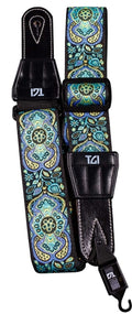 TGI Guitar Strap Woven Cotton Persian Stitch - Purple & Yellow